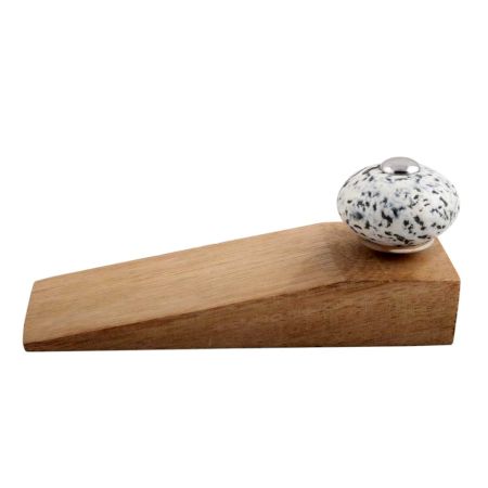 White And Black Etched Ceramic Wooden Door Stopper